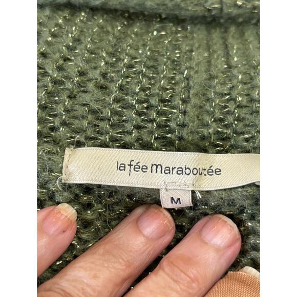 La Fee Maraboutee green Mably sweater, medium, warm, thick, cabincore, sparkle - Picture 5 of 7